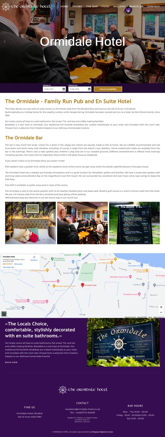 ORMIDALE HOTEL website screenshot