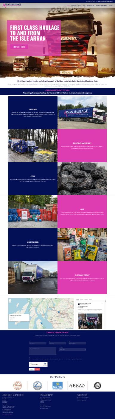 ARRAN HAULAGE website screenshot